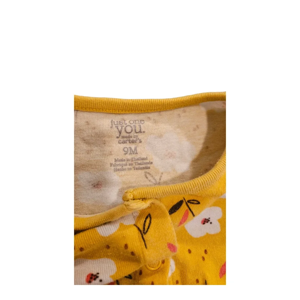 Carter's Child Size 9M Yellow Floral Long Sleeve Snap Up Shirt